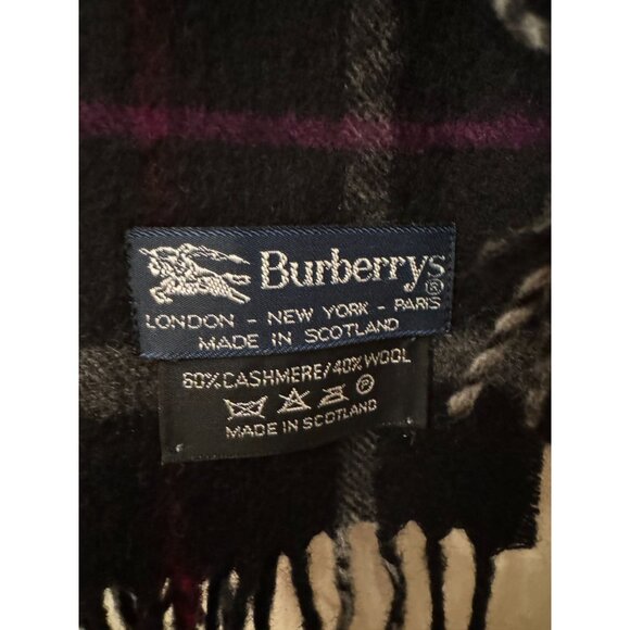 Men's Vintage Burberrys Christmas Scarf Scotland Cashmere Plaid Scarf - Picture 1 of 4